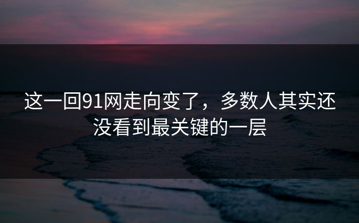 这一回91网走向变了，多数人其实还没看到最关键的一层