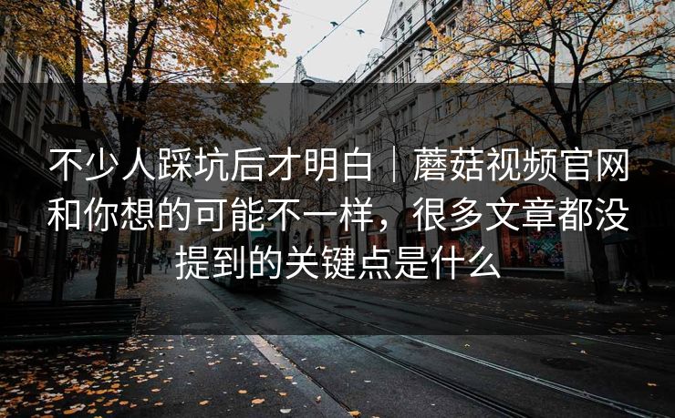 不少人踩坑后才明白｜蘑菇视频官网和你想的可能不一样，很多文章都没提到的关键点是什么