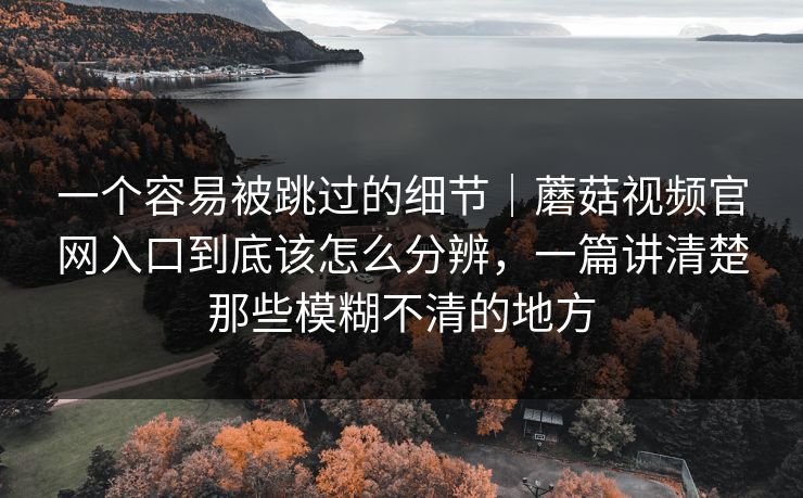 一个容易被跳过的细节｜蘑菇视频官网入口到底该怎么分辨，一篇讲清楚那些模糊不清的地方