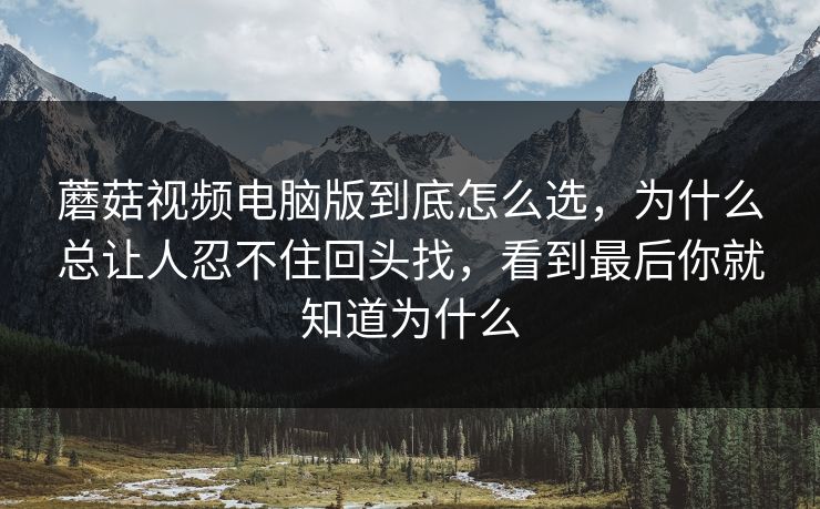 蘑菇视频电脑版到底怎么选，为什么总让人忍不住回头找，看到最后你就知道为什么