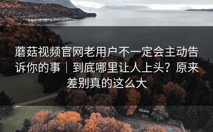 蘑菇视频官网老用户不一定会主动告诉你的事｜到底哪里让人上头？原来差别真的这么大