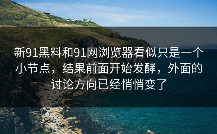 新91黑料和91网浏览器看似只是一个小节点，结果前面开始发酵，外面的讨论方向已经悄悄变了