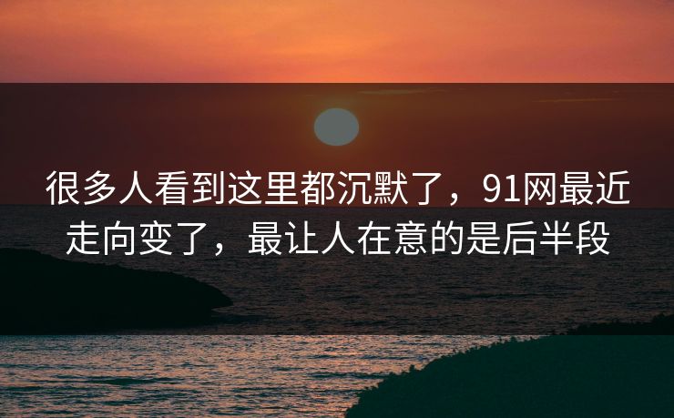 很多人看到这里都沉默了，91网最近走向变了，最让人在意的是后半段