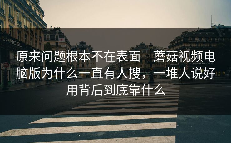 原来问题根本不在表面｜蘑菇视频电脑版为什么一直有人搜，一堆人说好用背后到底靠什么