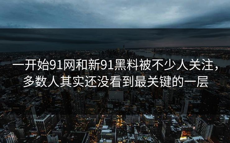 一开始91网和新91黑料被不少人关注，多数人其实还没看到最关键的一层