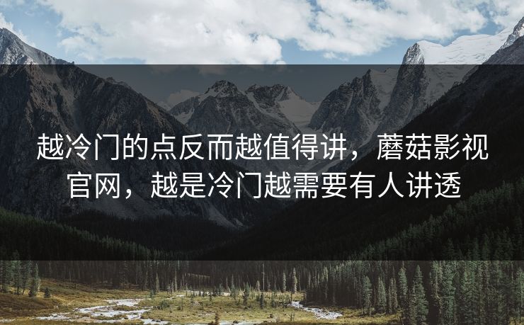 越冷门的点反而越值得讲，蘑菇影视官网，越是冷门越需要有人讲透